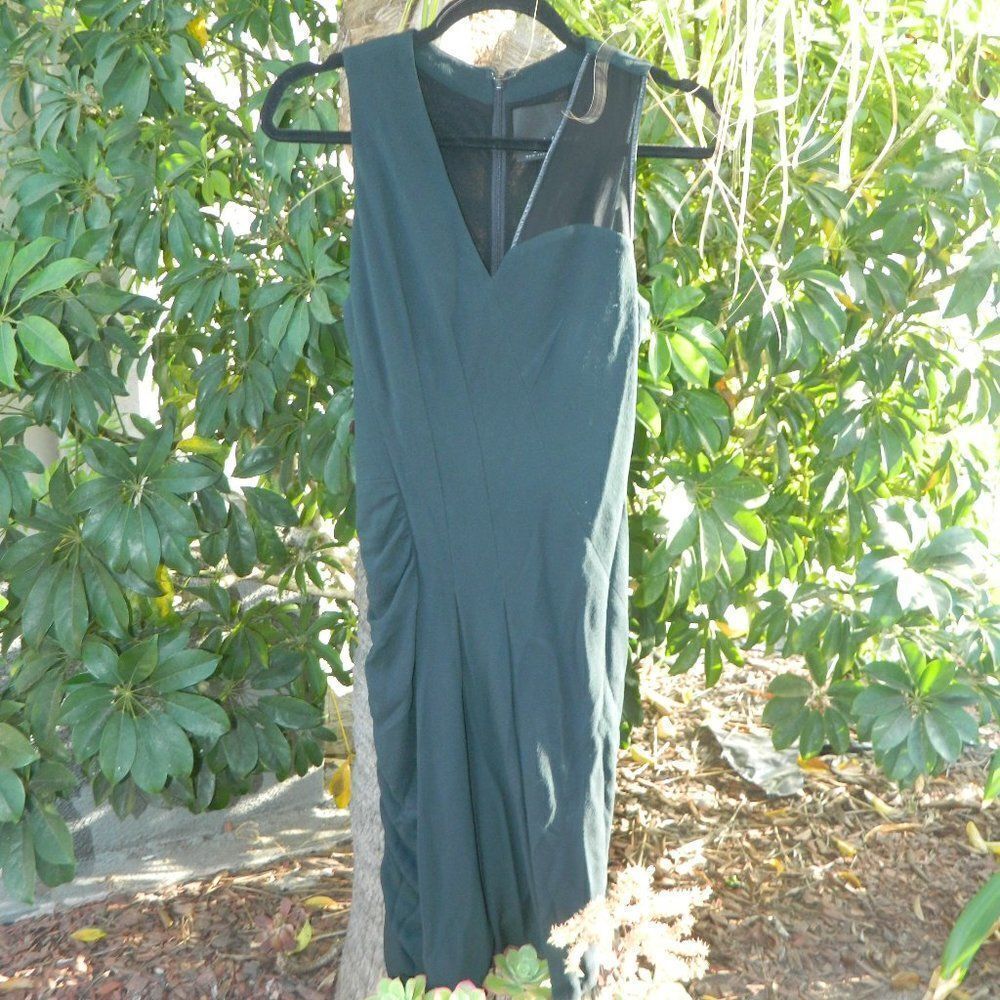 Yigal Azrouël Dress Green Asymmetric  Leather Trim Asymmetric Size  2‎